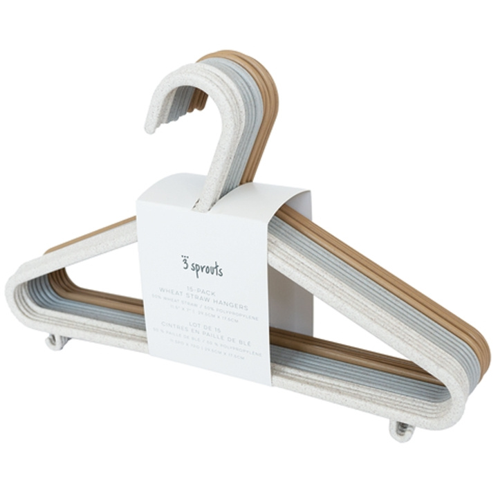 3 Sprouts Tarwe Stro-hanger (set van 15) - Crème/Grijs/Bruin - 20,5 x 29 cm in de groep HUISHOUDEN & TUIN / Interieur / Opslag bij TP E-commerce Nordic AB (D08974)