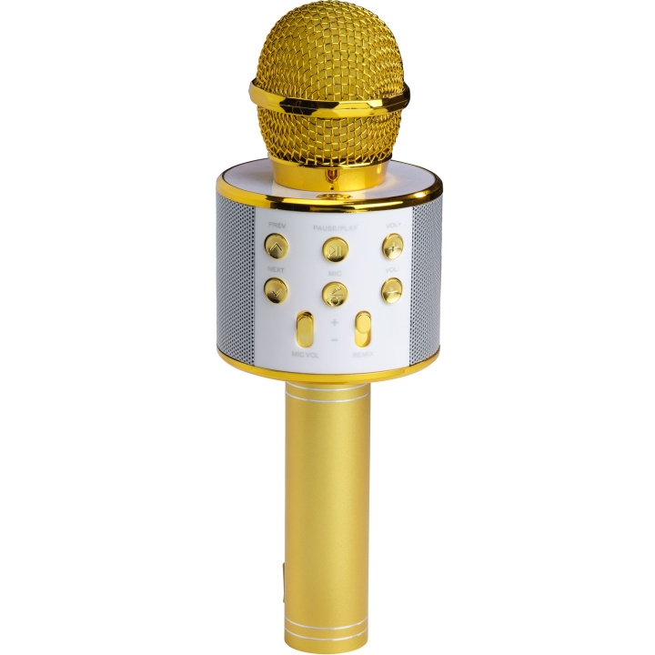 Denver Bluetooth Karaoke Microphone with built-in speaker. Gold colour in de groep HOME ELECTRONICS / Audio & Beeld / Handmicrofoons bij TP E-commerce Nordic AB (D09102)