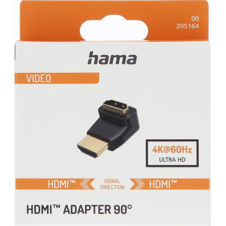 Hama Adapter Hdmi 90 Grader Gold Svart in de groep HOME ELECTRONICS / Kabels & Adapters / HDMI bij TP E-commerce Nordic AB (D09189)