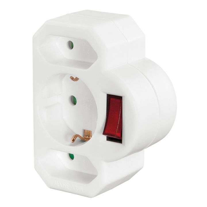 Hama Adapter 3-Vägs Med Brytare Adapter Vit in de groep HUISHOUDEN & TUIN / Elektriciteit & Verlichting / Stekkerblokken bij TP E-commerce Nordic AB (D09252)