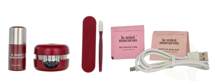 Le Mini Macaron Ruby Red! - Semi-Permanent Nail Polish Set 6 piece 3 in 1 Gel/Led Lamp/Nail File/Cuticle Pusher/10 Removal Pads/Degreasing Wipes in de groep BEAUTY & HEALTH / Manicure/pedicure / Nagelbehandeling bij TP E-commerce Nordic AB (D09370)