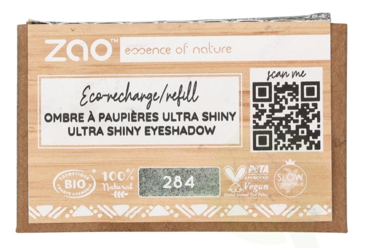 Zao Rectangle Shiny Eyeshadow - Refill 1.3 g #284 Vert Scarabe in de groep BEAUTY & HEALTH / Makeup / Ogen & Wenkbrauwen / Oogschaduw bij TP E-commerce Nordic AB (D09402)