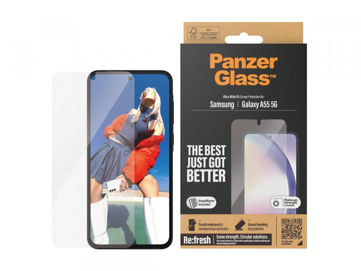 PanzerGlass Screen Protector to the Phone - ultra - wide fit w. EasyAligner in de groep SMARTPHONE & TABLETS / Mobielbescherming / Universele bescherming / Screen Protectors bij TP E-commerce Nordic AB (D10132)