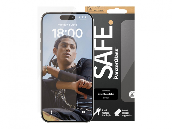 PanzerGlass SAFE. by PanzerGlass Apple iPhone 15 Pro in de groep SMARTPHONE & TABLETS / Mobielbescherming / Apple / iPhone 15 bij TP E-commerce Nordic AB (D10135)