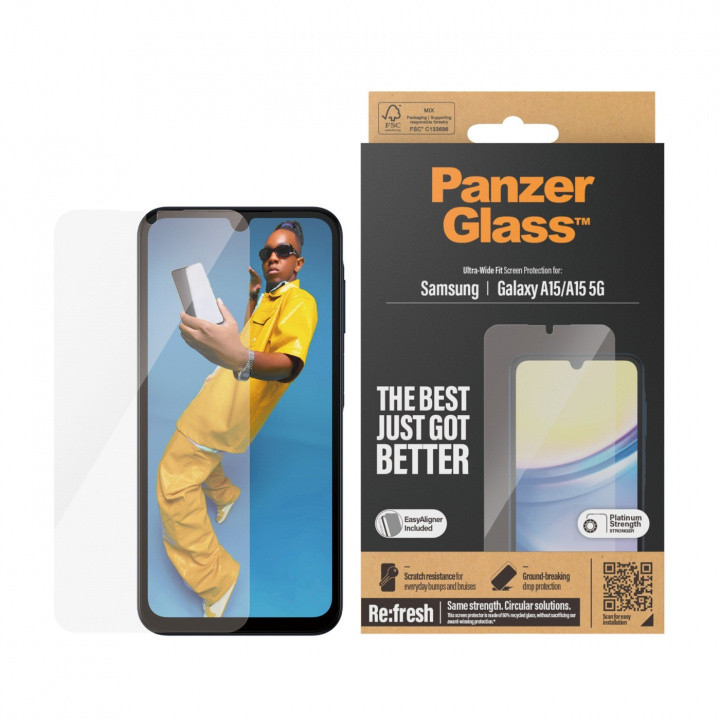 PanzerGlass Screen Protector Samsung Galaxy A15, Transparent in de groep SMARTPHONE & TABLETS / Mobielbescherming / Samsung bij TP E-commerce Nordic AB (D10148)