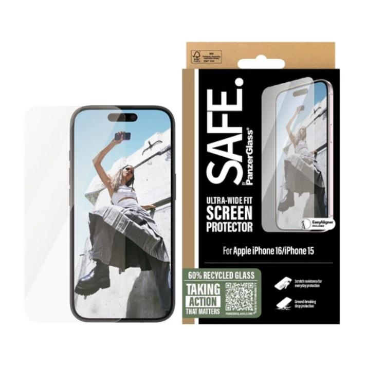 PanzerGlass SAFE. by PanzerGlass Apple iPhone 16, 15 | Ultra-Wide Fit in de groep SMARTPHONE & TABLETS / Mobielbescherming / Apple / iPhone 16 bij TP E-commerce Nordic AB (D10266)