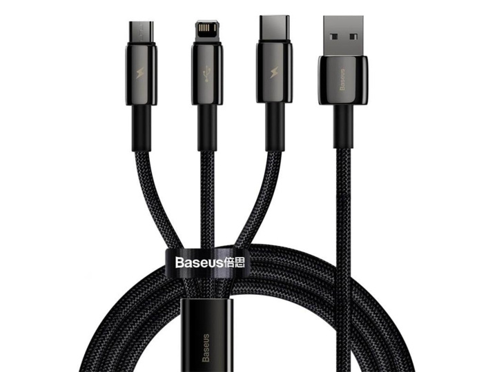 Baseus Tungsten Gold 3-in-1 USB Cable in de groep SMARTPHONE & TABLETS / Opladers & Kabels / Kabels / Kabels Lightning bij TP E-commerce Nordic AB (D10323)