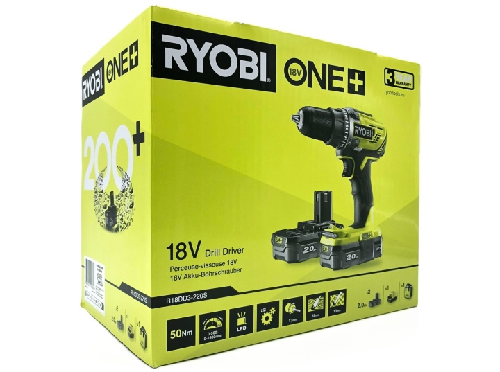 Ryobi One+ R18DD3-220S Drill/driver With battery 2 batteries included Keyless chuck in de groep HUISHOUDEN & TUIN / Gereedschap / Schroevendraaiers bij TP E-commerce Nordic AB (D10327)