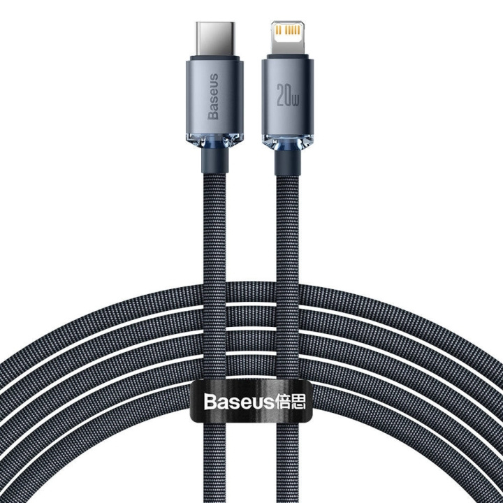 Baseus Crystal Shine USB-C to Lightning cable 20W 2m Zwart in de groep COMPUTERS & RANDAPPARATUUR / Computerkabels / USB / USB-C bij TP E-commerce Nordic AB (D10364)