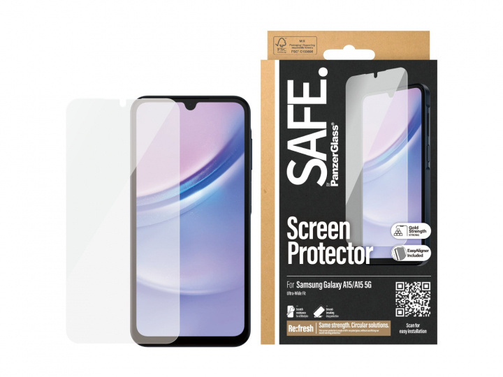 PanzerGlass SAFE. by PanzerGlass Screen Protector Samsung Galaxy A15, Transparent in de groep SMARTPHONE & TABLETS / Mobielbescherming / Samsung bij TP E-commerce Nordic AB (D10403)