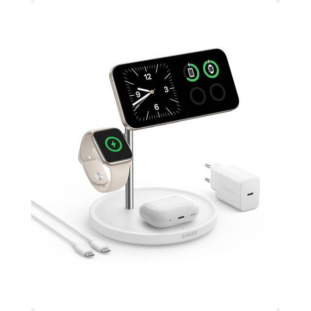 Anker MagGo Magnetic WL Charger Stand 15W White in de groep SMARTPHONE & TABLETS / Opladers & Kabels / Draadloze Qi-oplader bij TP E-commerce Nordic AB (D10444)