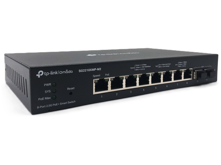 TP-Link Omada SG2210XMP-M2 V1.6 Switch 8-portar 2,5 Gigabit Ethernet PoE+ in de groep COMPUTERS & RANDAPPARATUUR / Netwerk / Schakelaars bij TP E-commerce Nordic AB (D10524)