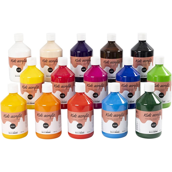 Creative Toys A-Color - Acrylverf - Glanzend - 15 x 500ml (32000) in de groep SPORT, VRIJE TIJD & HOBBY / Hobby / Schilderen & tekenen / Kunstenaarkleuren / Acryl bij TP E-commerce Nordic AB (D10884)