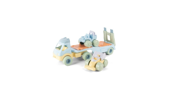 Dantoy Pastel Recycled - Vrachtwagen met 2 auto\'s en kunststof wielen (2788) in de groep SPEELGOED, KINDER- & BABYPRODUCTEN / Speelgoed / Speelset bij TP E-commerce Nordic AB (D10974)