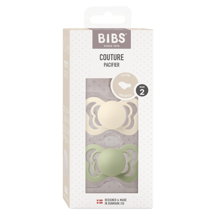 BIBS Fopspeen Couture 2 PACK - Ivoor/Sage - Maat 2 in de groep SPEELGOED, KINDER- & BABYPRODUCTEN / Babygadgets / Fopspenen & Bijtringen bij TP E-commerce Nordic AB (D11293)