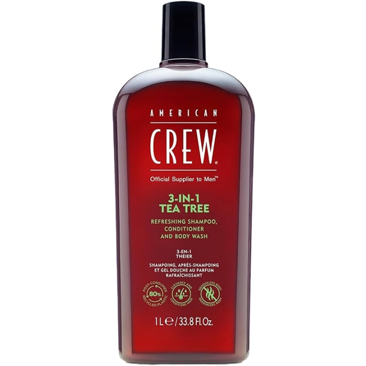 American Crew 3-in-1 Tea Tree 1000ml in de groep BEAUTY & HEALTH / Haar & Styling / Haarverzorging / Shampoo bij TP E-commerce Nordic AB (D11559)