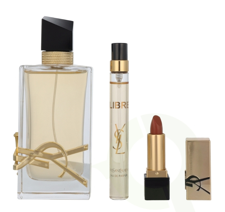 Yves Saint Laurent YSL Libre Giftset 101.3 ml Edp Spray 90ml/Edp Travel Spray 10ml/Mini Rouge Lipstick Shade Nude Muse 1,3gr in de groep BEAUTY & HEALTH / Cadeausets / Cadeausets voor haar bij TP E-commerce Nordic AB (D11800)