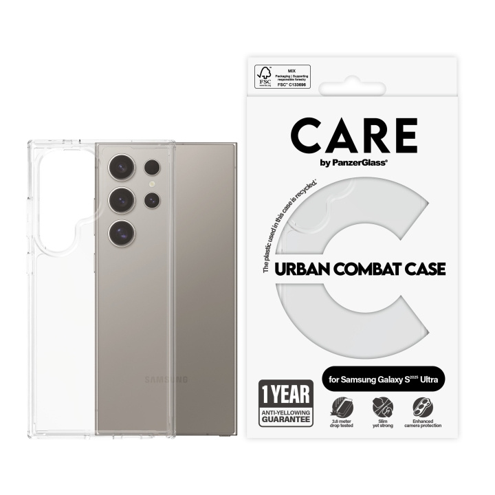 CARE by PanzerGlass - Flagship hoesje Transparant Urban Combat w. Clear Frame Samsung Galaxy S25 Ult in de groep SMARTPHONE & TABLETS / Mobielbescherming / Samsung bij TP E-commerce Nordic AB (D12470)