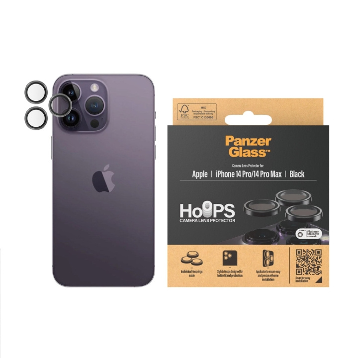 PanzerGlass Hoops Camera Lens Beschermer voor iPhone 14 Pro/14 Pro Max - Zwart in de groep SMARTPHONE & TABLETS / Mobielbescherming / Apple / iPhone 14 bij TP E-commerce Nordic AB (D12558)