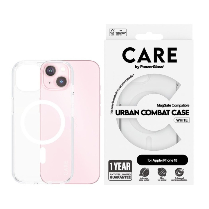 CARE by PanzerGlass - Flagship Case Transparant Urban Combat met Witte MagSafe - iPhone 15 in de groep SMARTPHONE & TABLETS / Mobielbescherming / Apple / iPhone 15 bij TP E-commerce Nordic AB (D12559)