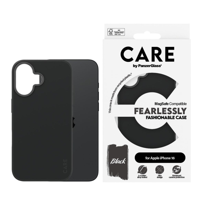 CARE by PanzerGlass - Zwart hoesje met MagSafe voor iPhone 16 in de groep SMARTPHONE & TABLETS / Mobielbescherming / Apple / iPhone 16 bij TP E-commerce Nordic AB (D12565)