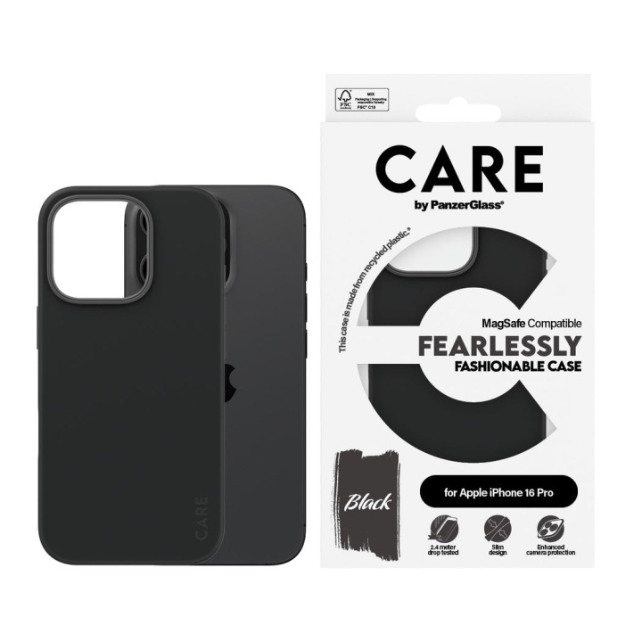 CARE by PanzerGlass - Hoesje - Zwart - MagSafe - iPhone 16 Pro in de groep SMARTPHONE & TABLETS / Mobielbescherming / Apple / iPhone 16 bij TP E-commerce Nordic AB (D12571)