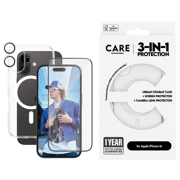 Panzer CARE by PanzerGlass - 3-in-1 - iPhone 16 - Bundel in de groep SMARTPHONE & TABLETS / Mobielbescherming / Apple / iPhone 16 bij TP E-commerce Nordic AB (D12603)