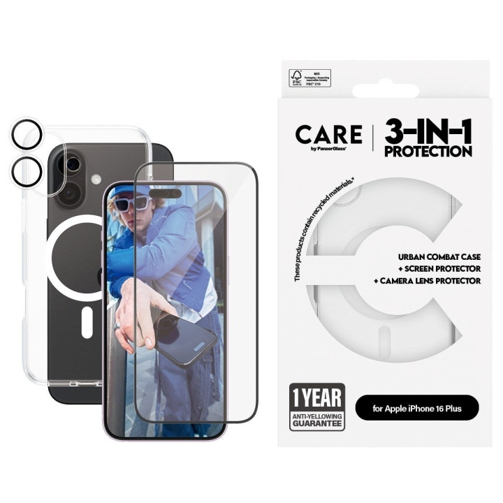 CARE by PanzerGlass - 3-in-1 bundel - iPhone 16 Plus in de groep SMARTPHONE & TABLETS / Mobielbescherming / Apple / iPhone 16 bij TP E-commerce Nordic AB (D12605)