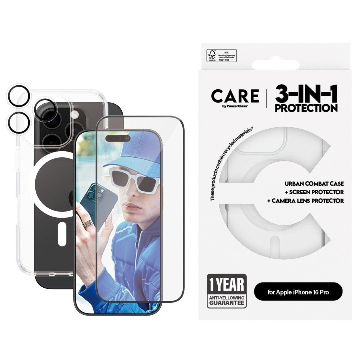 CARE by PanzerGlass - Flagship 3-in-1 bundel - iPhone 16 Pro in de groep SMARTPHONE & TABLETS / Mobielbescherming / Apple / iPhone 16 bij TP E-commerce Nordic AB (D12607)