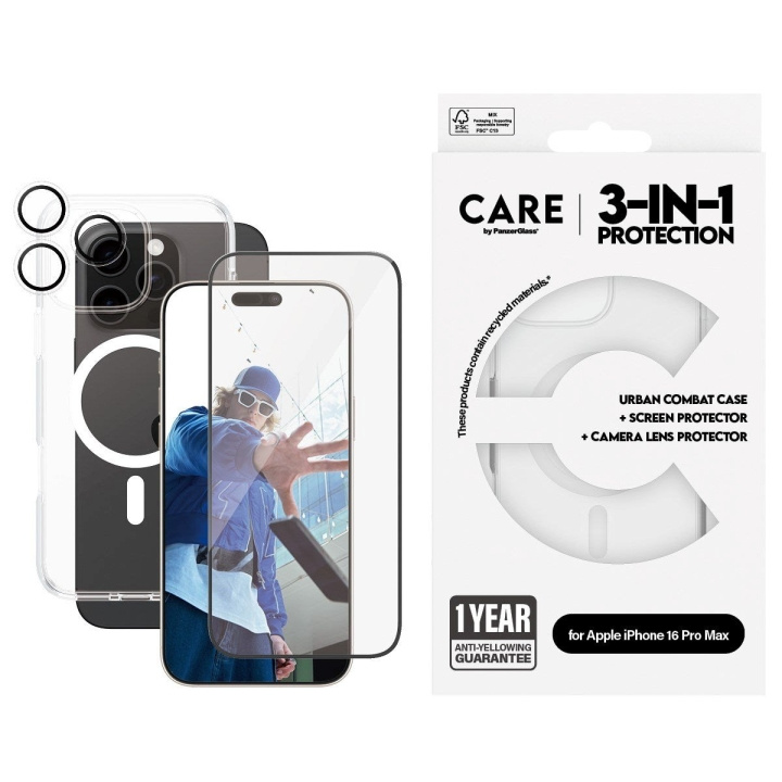 CARE by PanzerGlass - Flagship 3-in-1 bundel - iPhone 16 Pro Max in de groep SMARTPHONE & TABLETS / Mobielbescherming / Apple / iPhone 16 bij TP E-commerce Nordic AB (D12609)