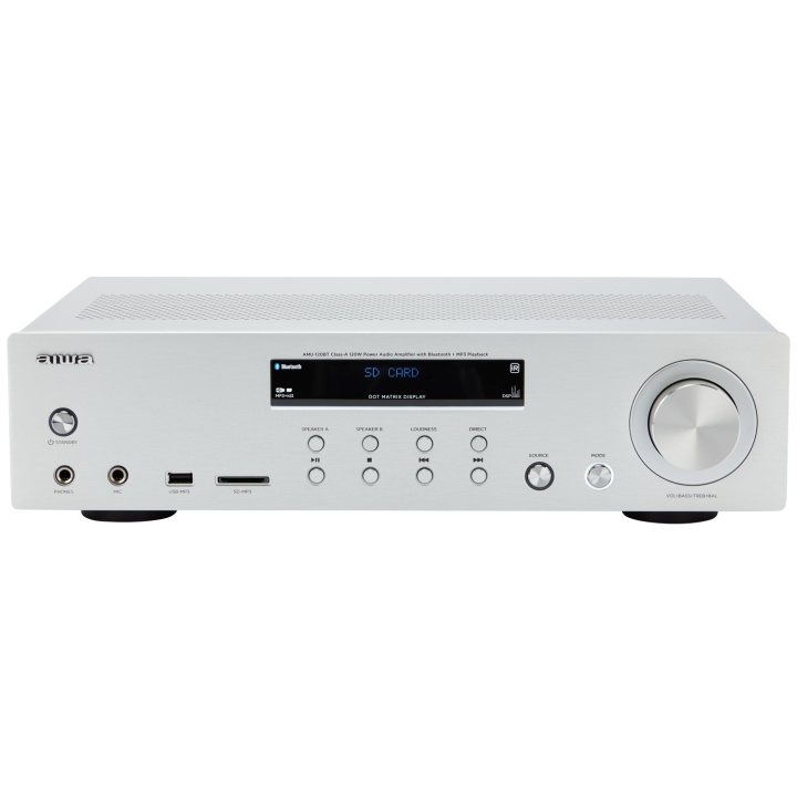 AIWA Förstärkare med Bluetooth 2 x 60 Watt RMS Silver in de groep HOME ELECTRONICS / Audio & Beeld / Thuisbioscoop, Hifi en Draagbaar / Versterker & Receiver bij TP E-commerce Nordic AB (D13540)