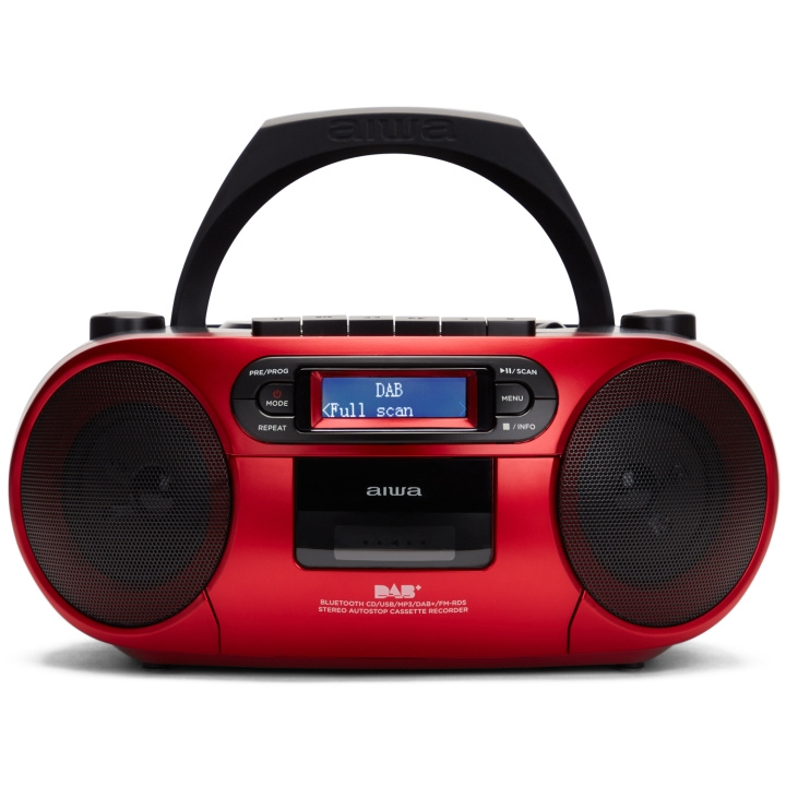 AIWA Radio med CD-spelare, Kassettband och Bluetooth Röd in de groep HOME ELECTRONICS / Audio & Beeld / Thuisbioscoop, Hifi en Draagbaar / Draagbare audiospelers / CD spelers bij TP E-commerce Nordic AB (D13566)