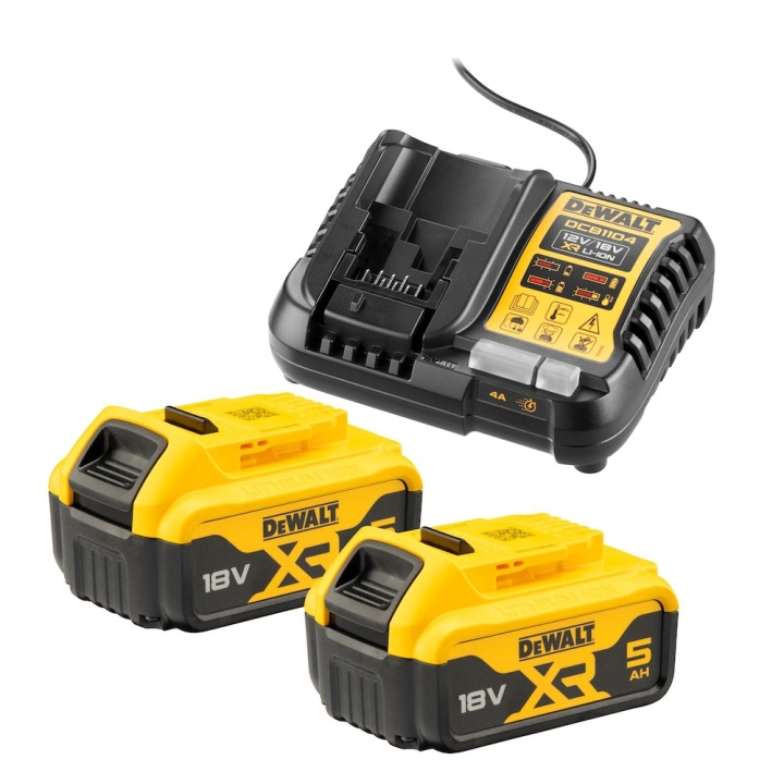 DeWALT DCB1104P2-QW 18V XR Starter Kit with charger and 2x 5A batteries in de groep HUISHOUDEN & TUIN / Gereedschap / Overig Elektrisch Gereedschap bij TP E-commerce Nordic AB (D13660)