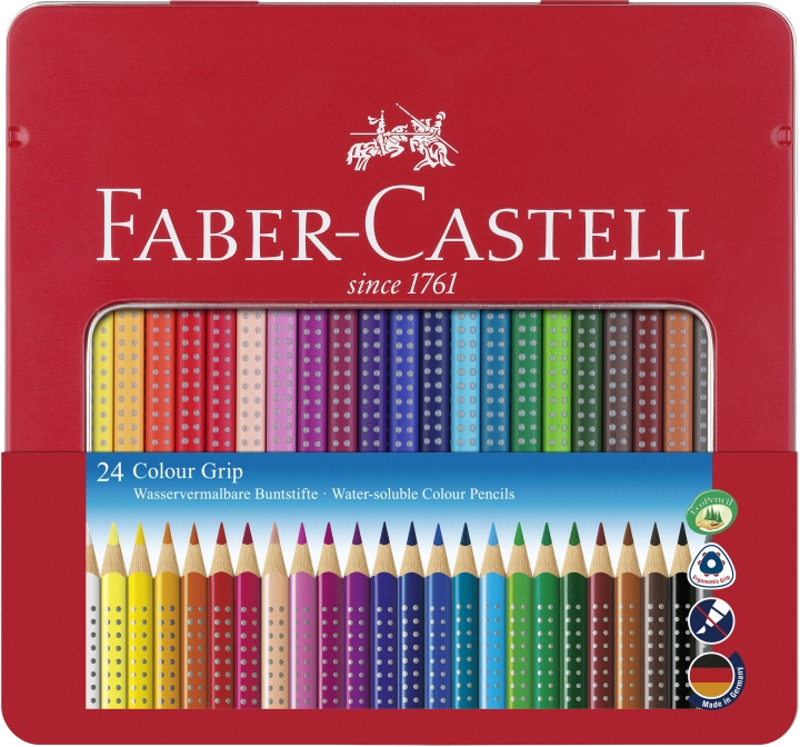 Faber-Castell Kleurpotlood Colour Grip blik van 24 (112423) in de groep SPORT, VRIJE TIJD & HOBBY / Hobby / Schilderen & tekenen / Pennen, kleurpotloden en inkt bij TP E-commerce Nordic AB (D13664)