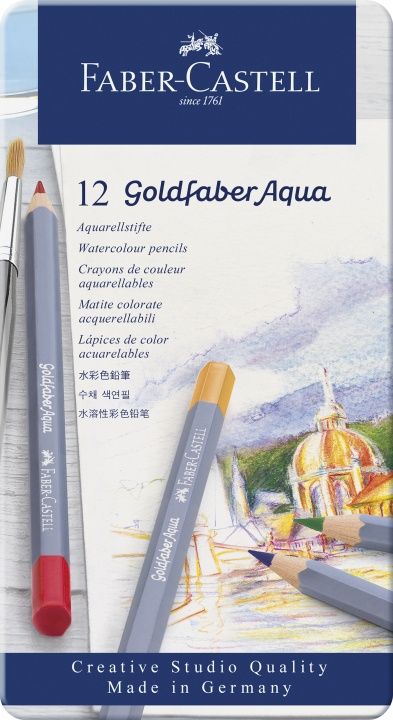 Faber-Castell Aquarelpenc. Goldfaber Aqua tin (12 st.) (114612) in de groep SPORT, VRIJE TIJD & HOBBY / Hobby / Schilderen & tekenen / Pennen, kleurpotloden en inkt bij TP E-commerce Nordic AB (D13765)