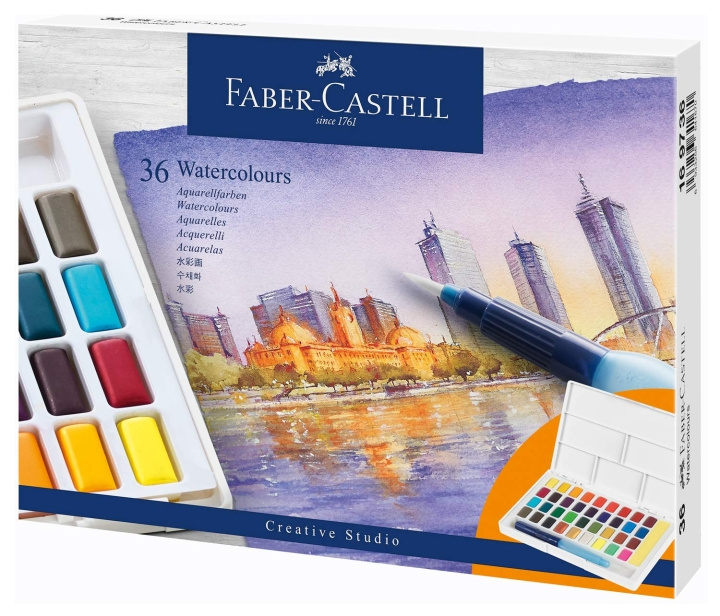 Faber-Castell Aquarelverf in pannetjes 36ct set (169736) in de groep SPORT, VRIJE TIJD & HOBBY / Hobby / Schilderen & tekenen / Pennen, kleurpotloden en inkt bij TP E-commerce Nordic AB (D13781)