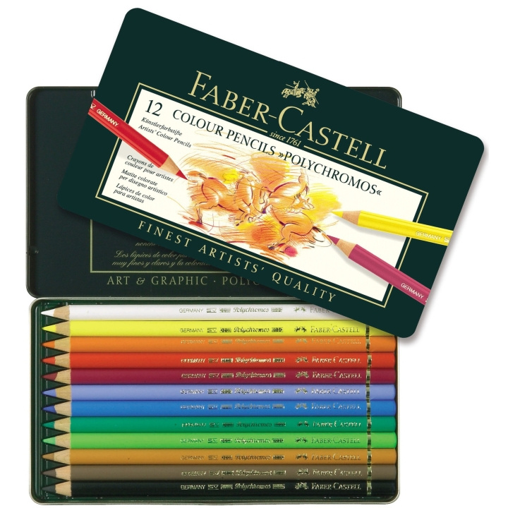 Faber-Castell Polychromos Kleurpotlood blikje van 12 in de groep SPORT, VRIJE TIJD & HOBBY / Hobby / Schilderen & tekenen / Pennen, kleurpotloden en inkt bij TP E-commerce Nordic AB (D13790)