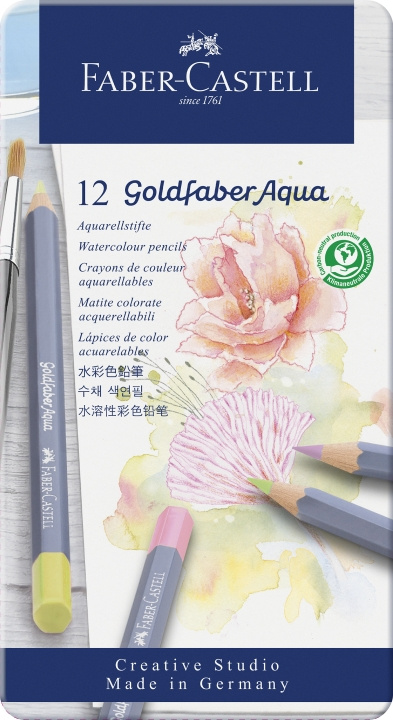 Faber-Castell Gofa Aqua metalen doos met 12 pastelkleuren (114622) in de groep SPORT, VRIJE TIJD & HOBBY / Hobby / Schilderen & tekenen / Pennen, kleurpotloden en inkt bij TP E-commerce Nordic AB (D13864)