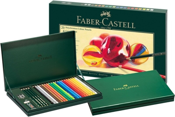 Faber-Castell Polychromos geschenkset + accessoires in de groep SPORT, VRIJE TIJD & HOBBY / Hobby / Schilderen & tekenen / Pennen, kleurpotloden en inkt bij TP E-commerce Nordic AB (D13888)