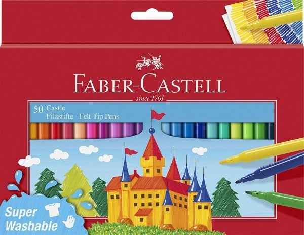 Faber-Castell Viltstift Kasteelverpakking van 50 in kartonnen doos (554204) in de groep SPORT, VRIJE TIJD & HOBBY / Hobby / Schilderen & tekenen / Pennen, kleurpotloden en inkt bij TP E-commerce Nordic AB (D13901)