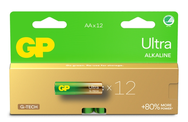 GP Ultra Alkalinebatterij, maat AA, 15AU/LR6, 1,5V, 12-pak in de groep HOME ELECTRONICS / Batterijen & Opladers / Batterijen / Batterijen voor hoortoestellen bij TP E-commerce Nordic AB (D13906)