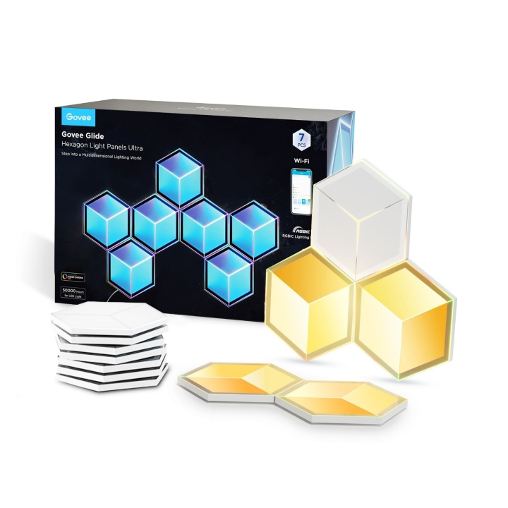 Govee Glide Hexagon Licht Panelen Ultra 7Pack! in de groep HUISHOUDEN & TUIN / Smart home / Slimme verlichting bij TP E-commerce Nordic AB (D13984)