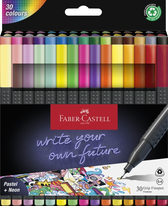 Faber-Castell Finepen Grip 0.4 set (30 stuks) (151630) in de groep SPORT, VRIJE TIJD & HOBBY / Hobby / Schilderen & tekenen / Pennen, kleurpotloden en inkt bij TP E-commerce Nordic AB (D14039)