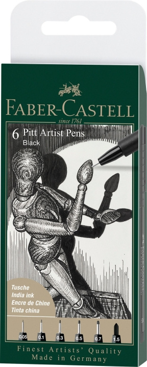 Faber-Castell Faber Castell - 6 pitt Artiest Pen, penseel - Zwart (167154) in de groep SPORT, VRIJE TIJD & HOBBY / Hobby / Schilderen & tekenen / Pennen, kleurpotloden en inkt bij TP E-commerce Nordic AB (D14127)