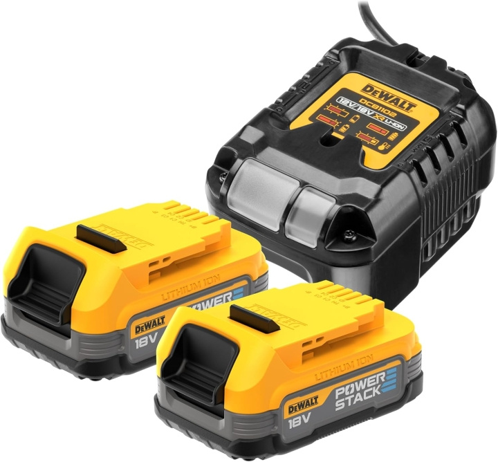 DeWALT DCB1102E2-QW Set 2 batterijen Powerstack XR 18V - 1,7Ah Li-Ion in de groep HUISHOUDEN & TUIN / Gereedschap / Batterijen voor Elektrisch Gereedschap bij TP E-commerce Nordic AB (D14155)