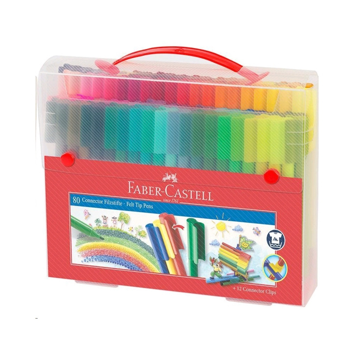 Faber-Castell connector Pennen, Etui, 80 stuks (155579) in de groep SPORT, VRIJE TIJD & HOBBY / Hobby / Schilderen & tekenen / Pennen, kleurpotloden en inkt bij TP E-commerce Nordic AB (D14175)