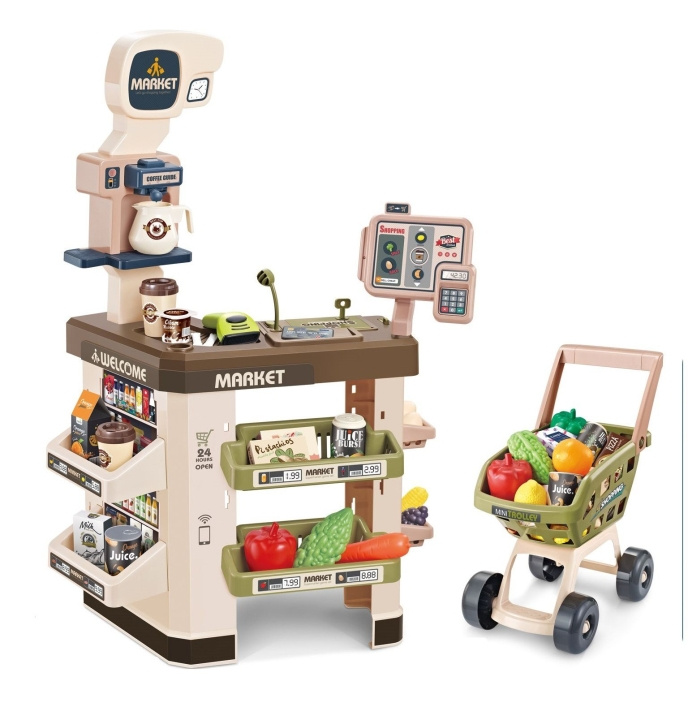 GA-Toys Supermarkt met winkelwagen & 60 accessoires (16140) in de groep SPEELGOED, KINDER- & BABYPRODUCTEN / Speelgoed / Klein huis en rollenspel bij TP E-commerce Nordic AB (D14187)