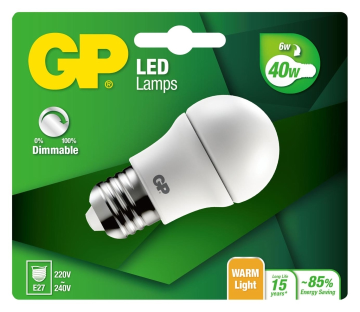 GP LED Lamp Mini Globe, E27, DIM, 6W (40W), 470lm in de groep HOME ELECTRONICS / Verlichting / LED-lampen bij TP E-commerce Nordic AB (D14195)