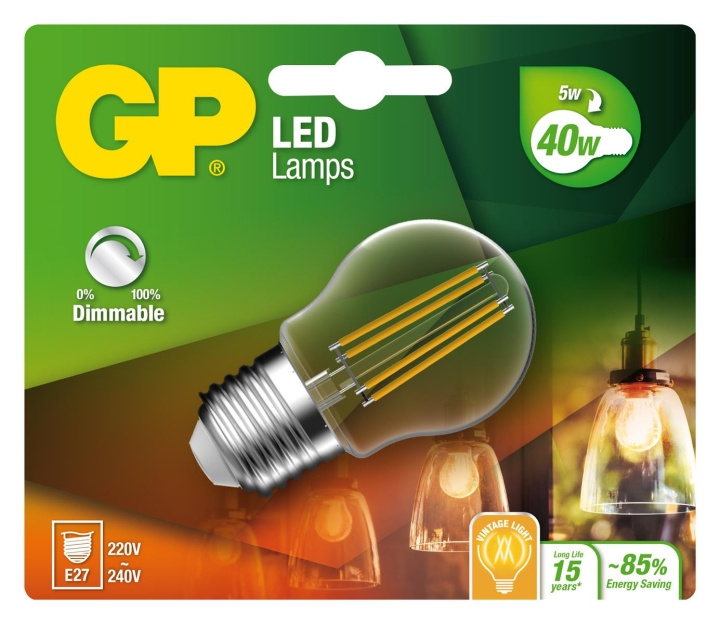 GP - LED Gloeilamp Filament Mini Globe, E27, DIM, 5W (40W), 470lm in de groep HOME ELECTRONICS / Verlichting / LED-lampen bij TP E-commerce Nordic AB (D14197)