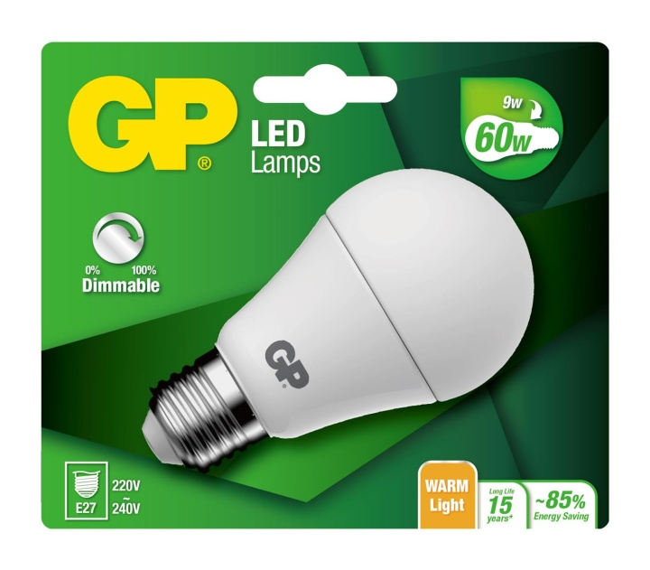 GP LED Lamp Classic, E27, DIM, 9W (60W), 806lm in de groep HOME ELECTRONICS / Verlichting / LED-lampen bij TP E-commerce Nordic AB (D14207)